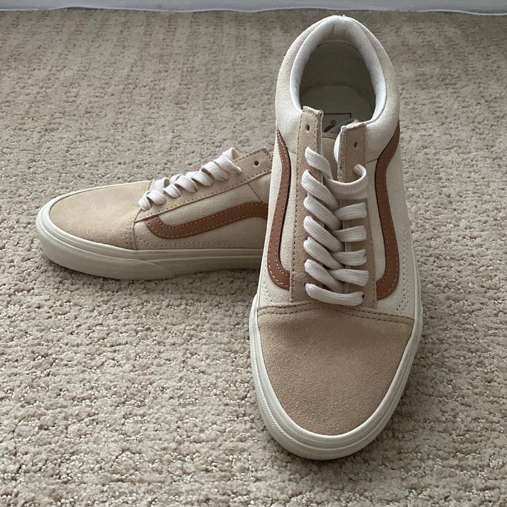 Vans Cream & Brown Unisex Old Skool Lace-up Sneakers